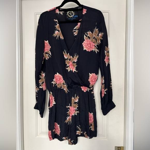 Blue Life Floral Long Sleeve Romper - Picture 1 of 5